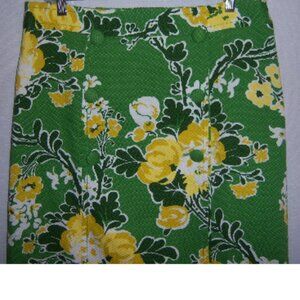 EUC Vintage Talbots white, grass green, and yellow floral print cotton (2P)